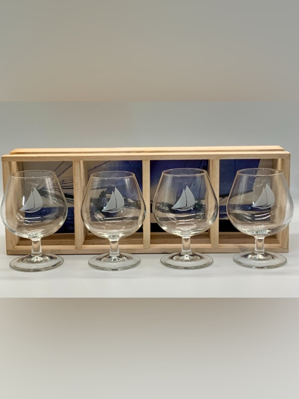 Vintage 1994 Royal Copenhagen Schooner Brandy Snifters Set of 4 Gift Set